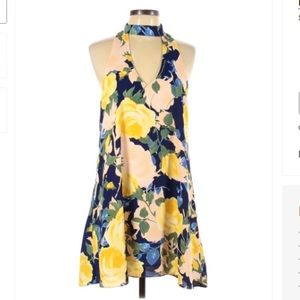 Lulus blue and yellow floral dress - size L